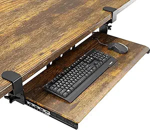 AX WABER Keyboard Tray Under Desk Pull Out with Extra Sturdy C Clamp Mount System, 27.3 (32.5 inch Including Clamps) x 11 Inch Slide-Out Platform Computer Drawer for Typing Vintage AX01WG02