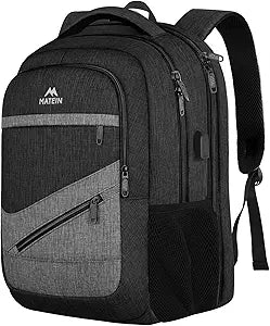 MATEIN Extra Large 50 L Travel Laptop Backpack, Water Resistant Work Computer Backpack with USB Charging Port, TSA Friendly Business Daypack with Multiple Organizer Pockets for Men, Black Grey