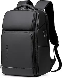 FENRUIEN Business Laptop Backpack 17 Inch, Water Resistant Computer Backpack with Charger, Black Travel Backpack Laptop Bag for Men