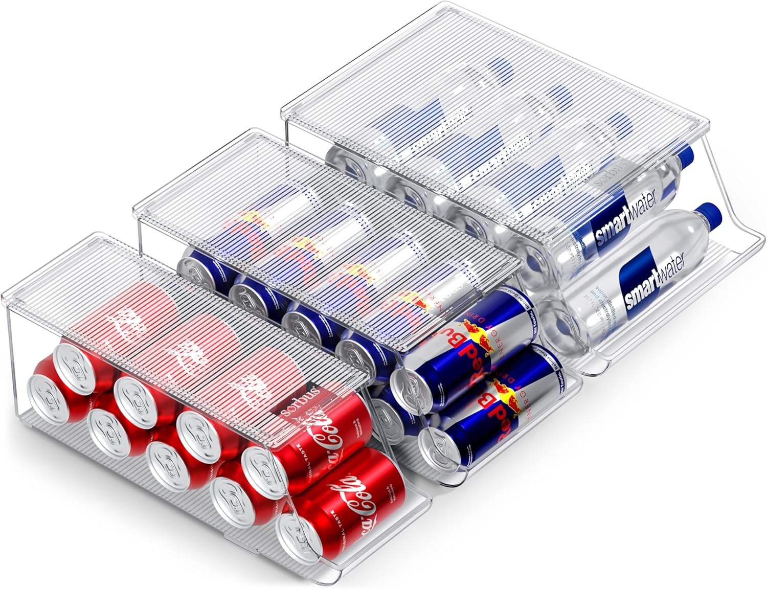 Sorbus Fridge & Pantry Can Organizer - 3 Size Dispenser for Standard, Skinny Cans & Water Bottles