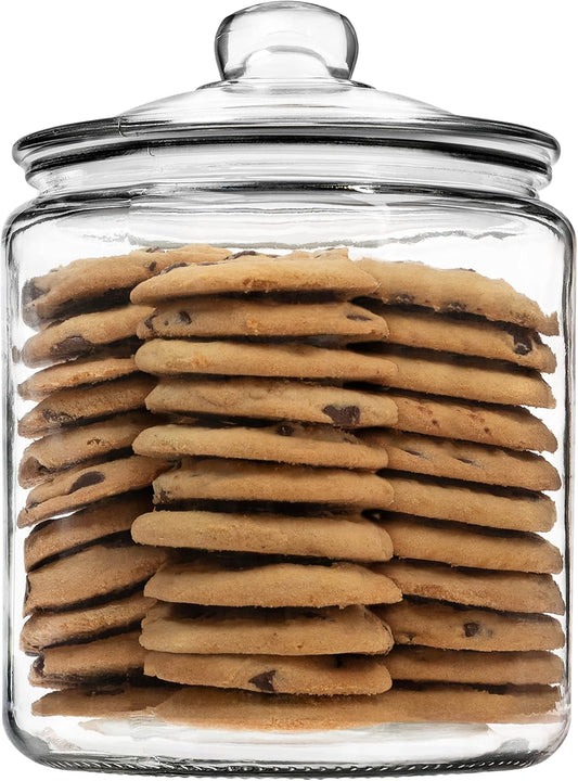 1 Gallon Glass Cookie Jar with Lid \u2013 Glass Jar with Lid - Airtight Food Storage Container for Cookies, Candy, Flour, Dog Treats \u2013 Clear Large Kitchen Jar for Pantry or Laundry Room