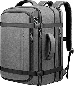Carry On Backpack, Expandable 5060L Large Capacity Travel Backpack with USB Cable Port,Fits 18.4 Inch Laptop,Anti Theft Water Resistant Work Backpack for Men Women,Extended Travel Work,Grey